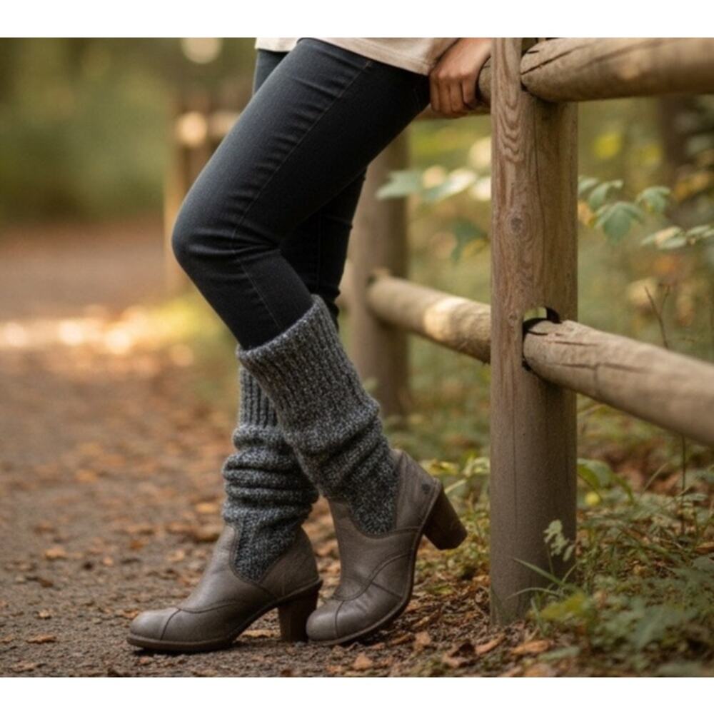 El Naturalista Leather Winter Boots Womens 38 Scrunch Knit Sock Fold Over Cuff